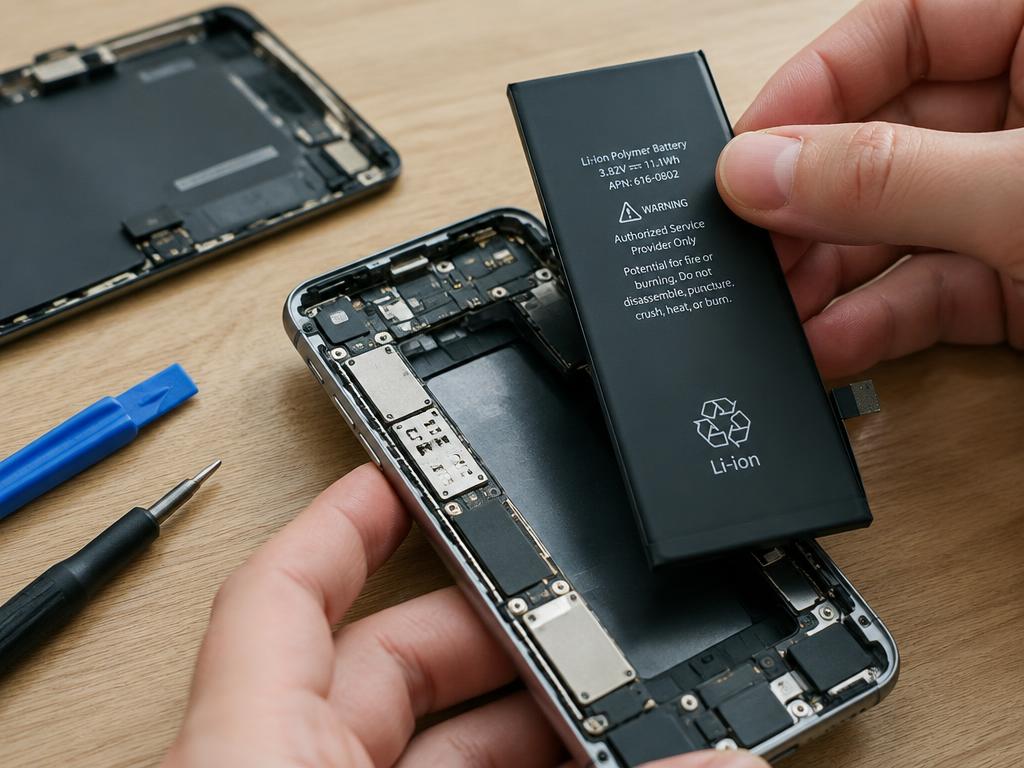 Einsetzen eines neuen Smartphone-Akkus